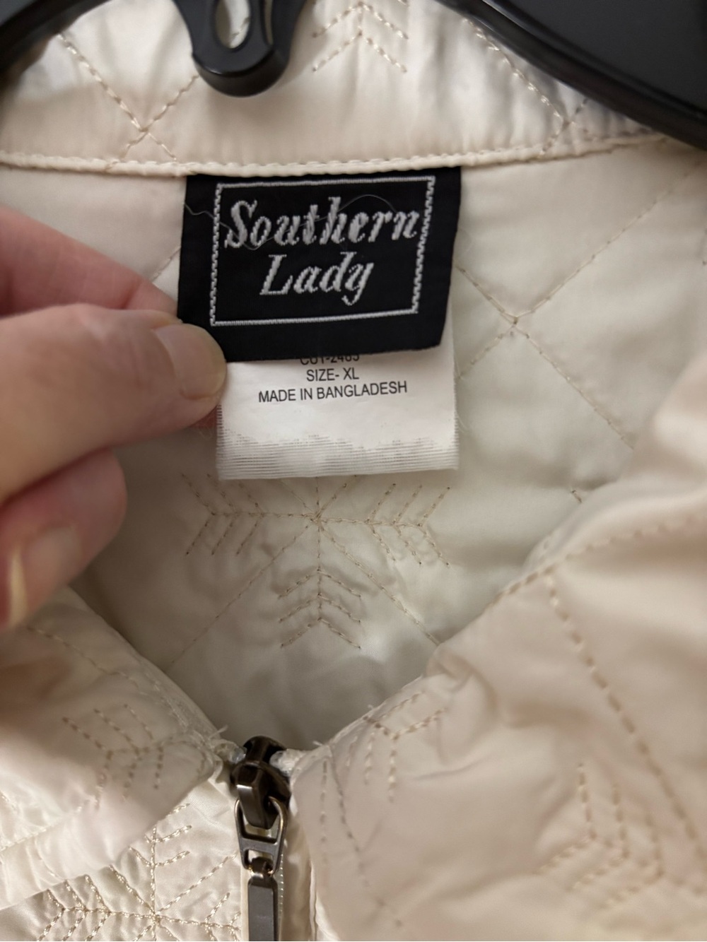 Southern Lady Off-White Quilted Zip-Front Jacket - Picture 3 of 9